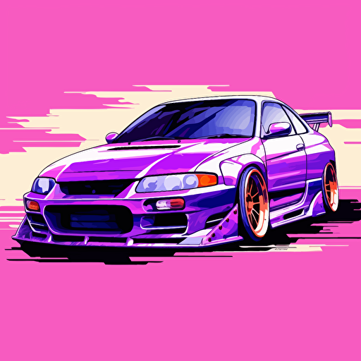 lowered car, vector, advertisement, jdm, highlight purple, limited colors