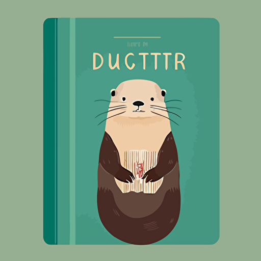 flat vector logo of otter, minimal, style of japanese book cover