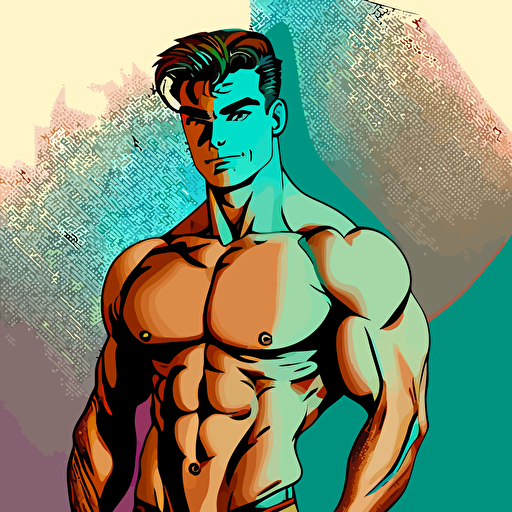 handsome attractive body, vector, comic, pop art
