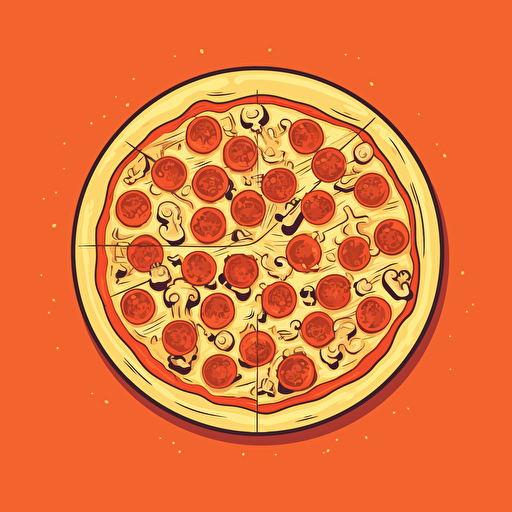 simple shadeless one color vector art of pizza. Colors which should be used #DB3014 and #FCC568