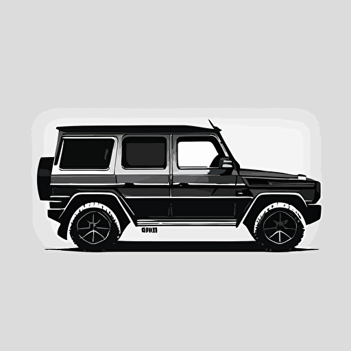 black mercedes g wagon isolated on white background, logo, vector, black and white, minimalism