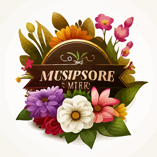 logo flower shop, white background, vector, v