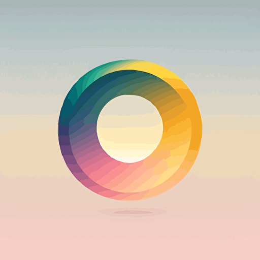 flat vector logo of circle, 4 colors gradient, simple minimal