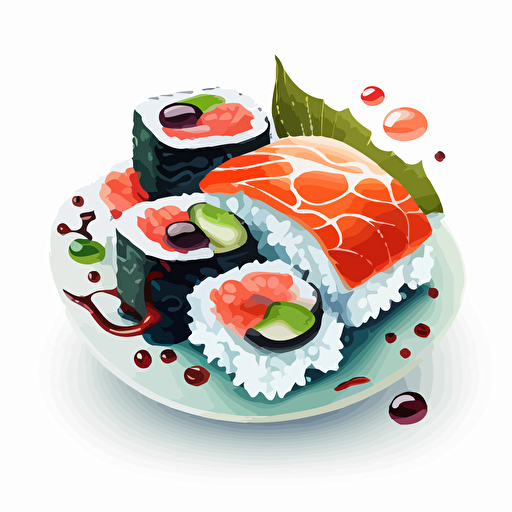 sushi, vector art, white background