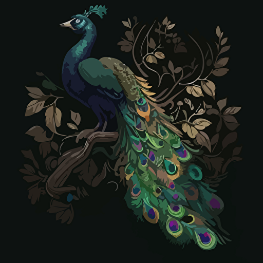 peacock vector black background
