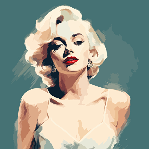 create a vector color art of Marilyn Monroe in a white dress
