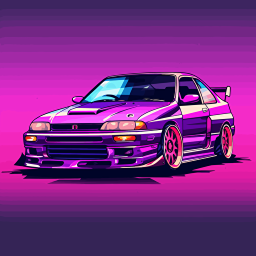 lowered car, vector, advertisement, jdm, highlight purple, limited colors