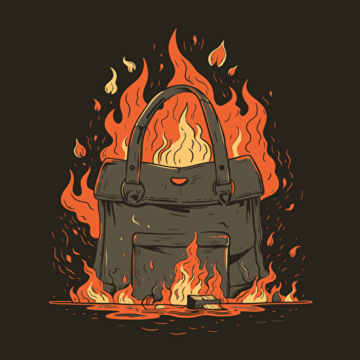 bonfire, Tote Bag design, dark and gritty, 2d, vector, flat