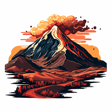 vector image of a volcano in the patagonia with retro colors