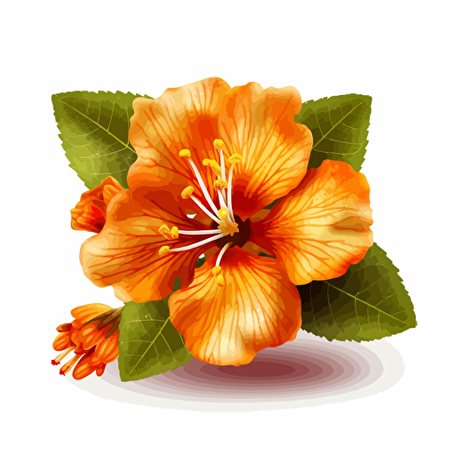 vector orange sub cordia cordata flower white background