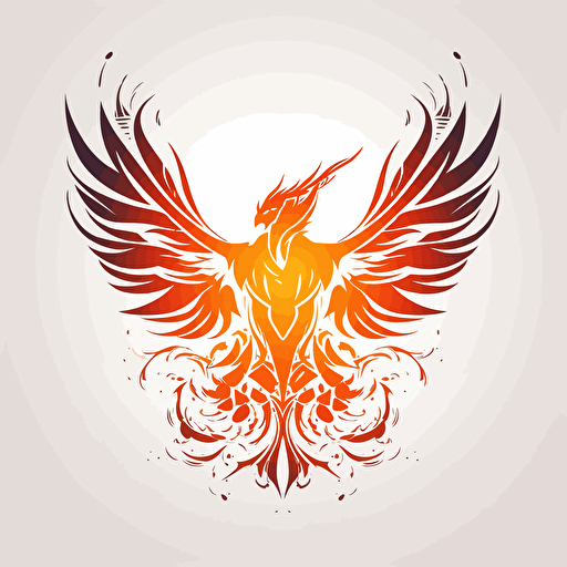 vector 2d logo sample symmetrical fenix in fire , only color , in background white