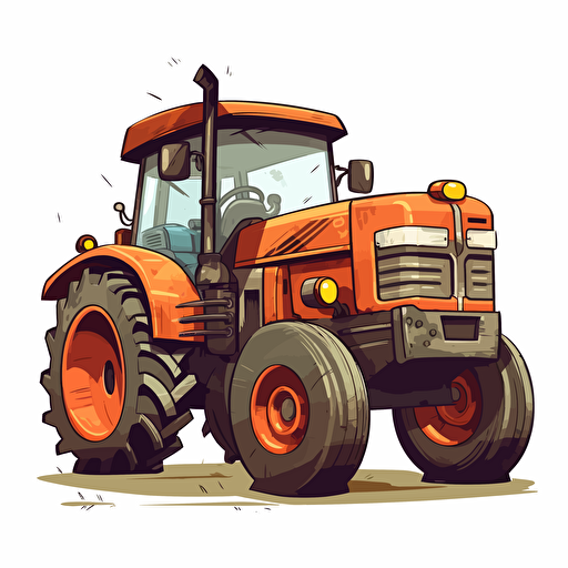cartoon tractor vector art, white background