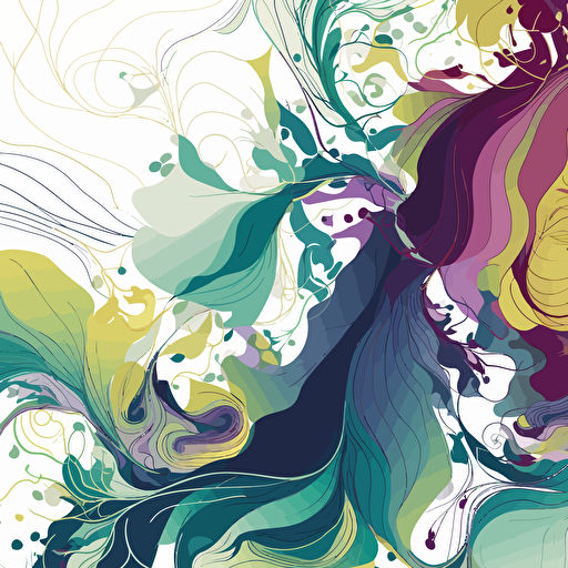 abstract pattern vector art of fluid botanicals on white backround ar 500:350