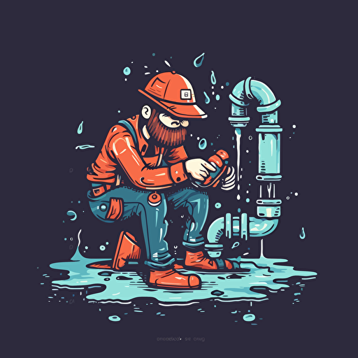plumber soldering a a waterline laying down vector art minimalist