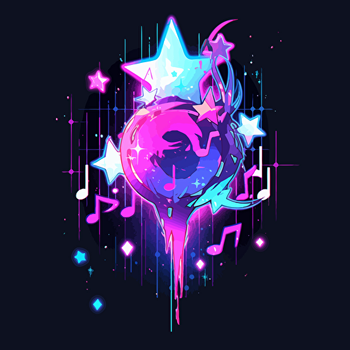 A neon-colored music note icon, showcasing vibrant and vivid neon colors that create a striking and energetic design, vector illustration,