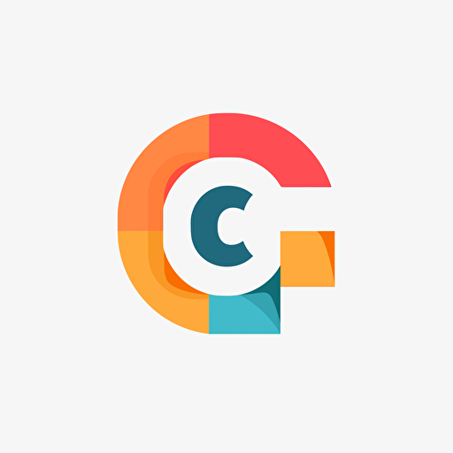 A minimalistic flat vector logo made of blocks, cap letter C in the middle, modern, artistic, 3 colors in white background