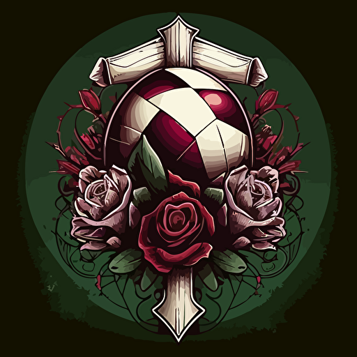 modern soccer team vector artwork with a rose, soccer ball, and a cross