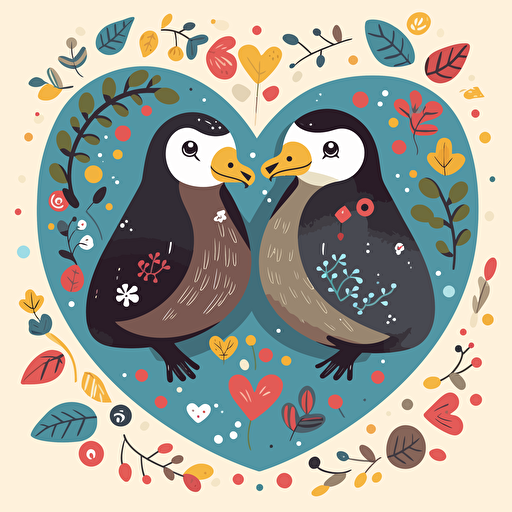 otters in love, birds eye view, vector flat, PNG, SVG, vector illustration