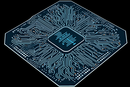 a CPU made of neurons, vectorized, blue and white color palette