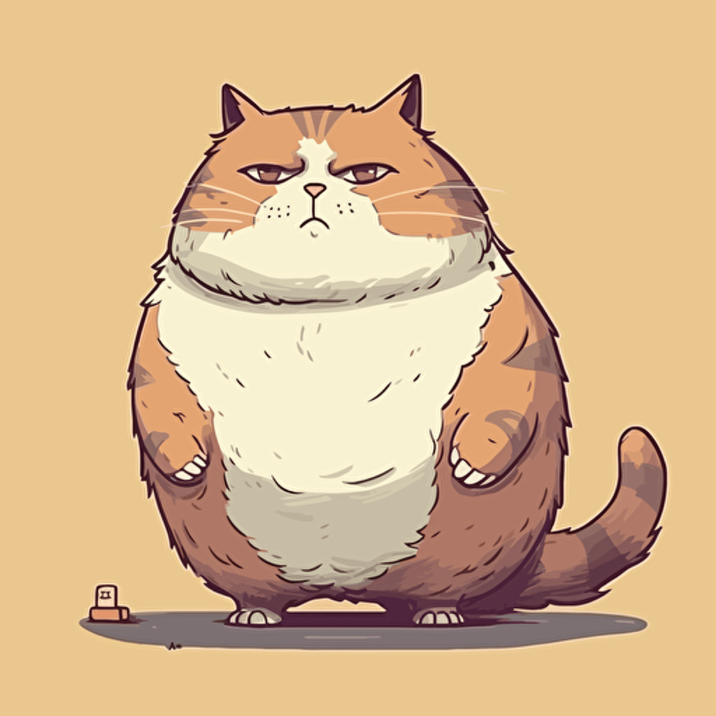 cute cat standing like human fat short vector art