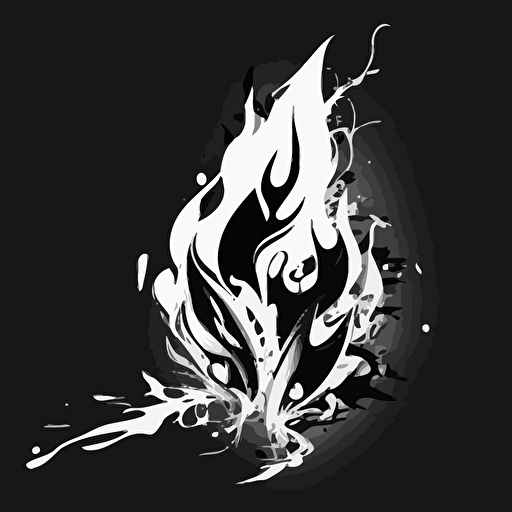 fire, minimalism, conceptual, vector,black and white, white tone,mainly white,