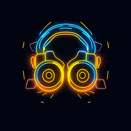 create logo with letters of YOUDJ in orange, blue and yellow neon lights, vector.