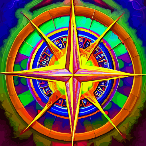 extremely psychedelic abstract illustration 3d compass star shaped temple colorful surreal dramatic lighting magic mushrooms psilocybin lsd detailed intricate elegant highly detailed digital painting artstation concept art smooth sharp focus illustration art krenz cushart artem demura alphonse mucha unreal engine 5 render 8k