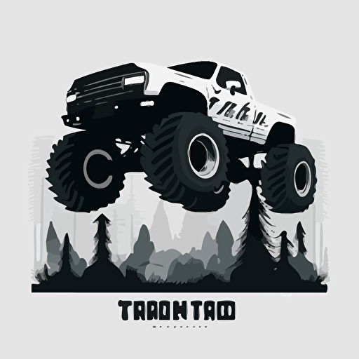 minimal vector russian propoganda poster of a ford f150 Big Foot monster truck promotional poster, black and white