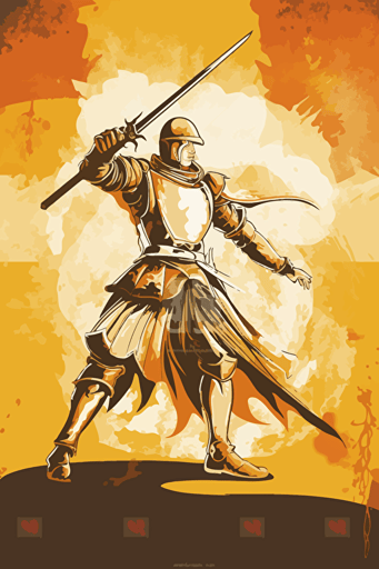 renaissance performer knight, vector illustration on a stage background