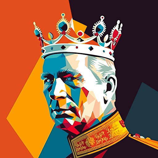 vector illustration of Prince Charles crowned king of England and the British flag in vivid colors