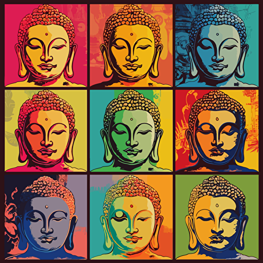 colorful Buddha vector art tile