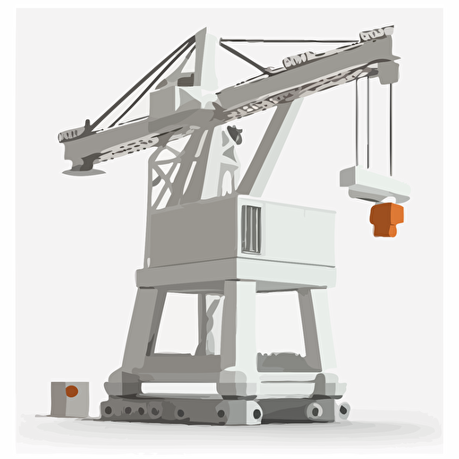 small portal crane, white background, vector, minimalism, sea container, minimalism