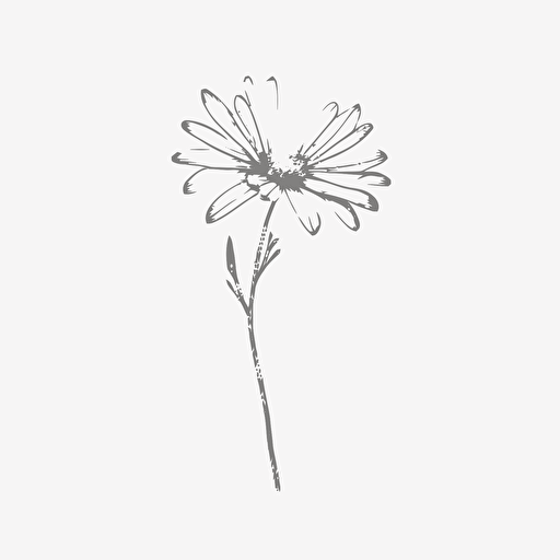minimilist black line simple line drawing of a daisy, top down, simple vector, white background