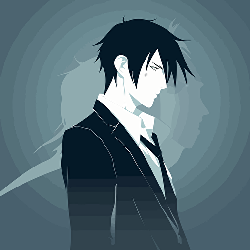 Anime Business man, vector Art, logo, minimalistic