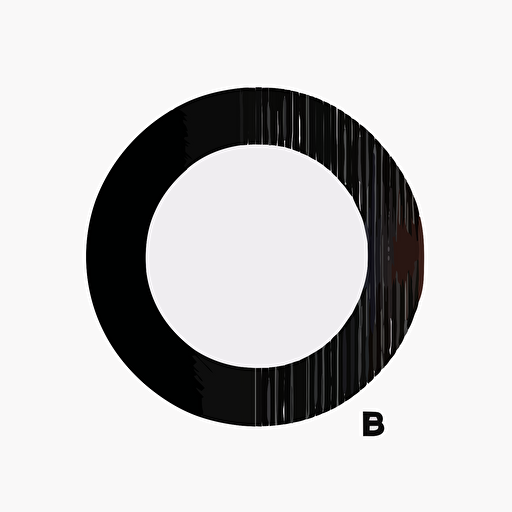 a circular lettermark of “B+T”, sans serif font, no shading, black and white, vector, simple, by Paul Rand, white background