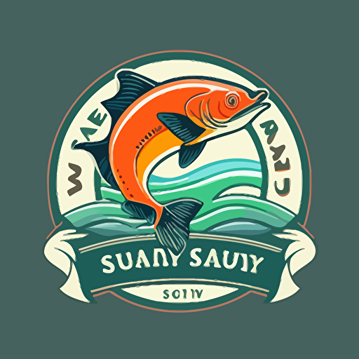 Flat vector logo for salmon supply business v 5