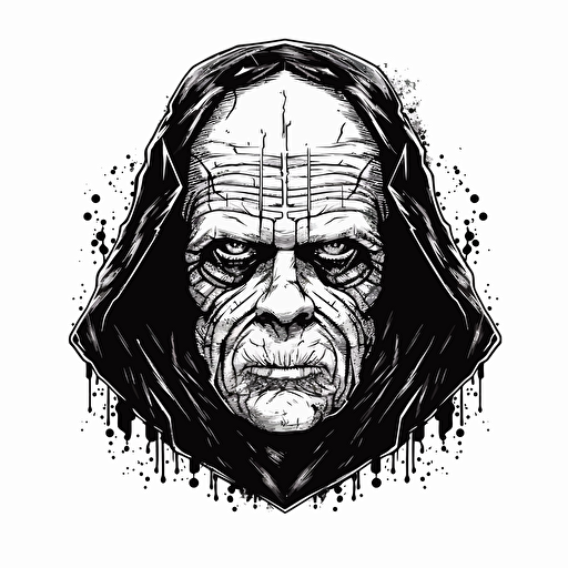 Emperor palpatine doodle vector ilustration black and white