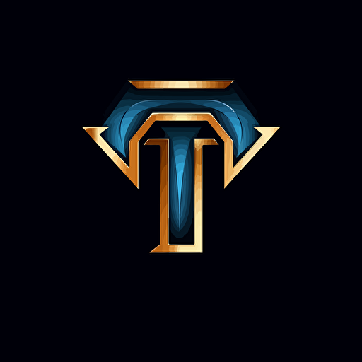 professional, dark blue color dominant, flat vector art logo made of 2 letters "T", both letters present and visible on the logo, both letters T combined together creatively like so "TT", pure black background