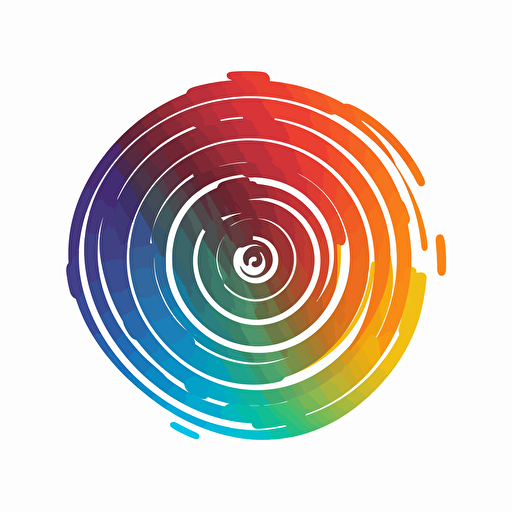 create a simple vector-style logo for a broadcasting radio station :: chakra colors :: broadcasting :: white backround