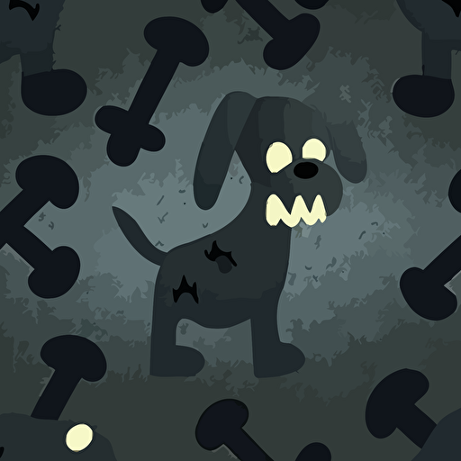 dark dog bone pattern, cartoon, vector art, background