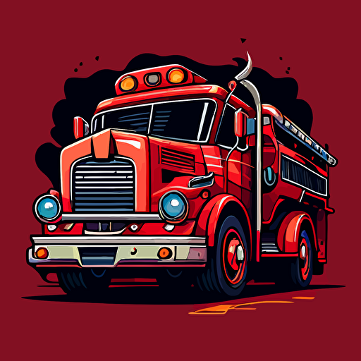 firetruck, vector logo, simple, cartoon, 2d