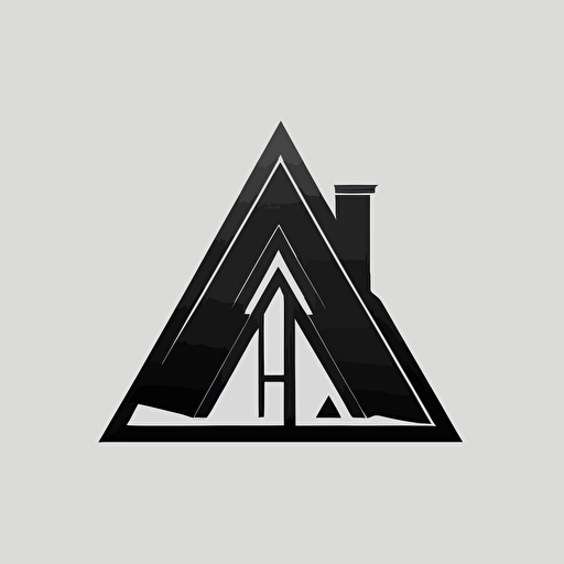 Geometric iconic logo of house roof black vector, on whit backgroynd