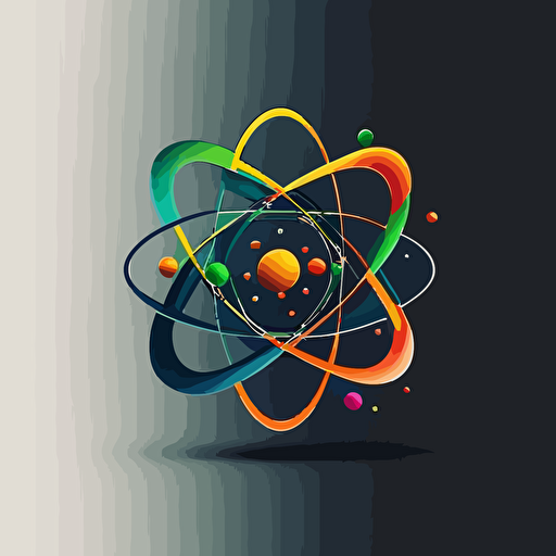 atom logo, vector, minimalistic, gravity, space