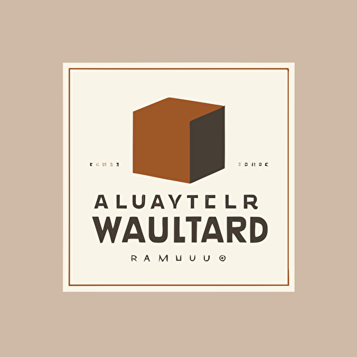 logo design for furniture workshop, name "wood in a square", square, bauhaus, Paul Rand, Artemy Lebedev, flat, vector, minimal, white background