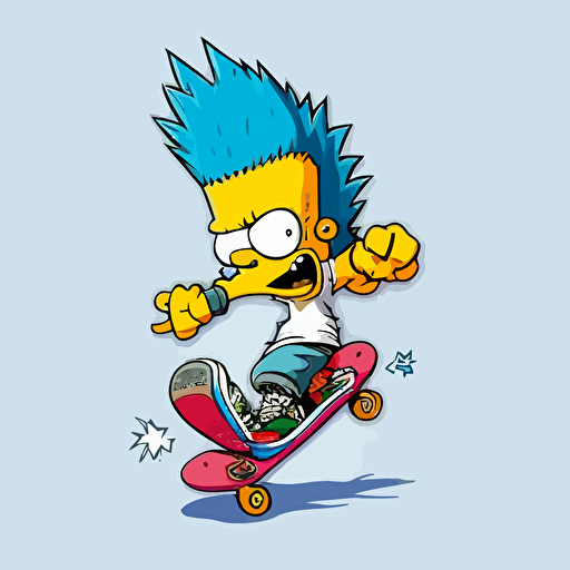 Bart simpson like zoombie with his skateboard cartoon vector illustration
