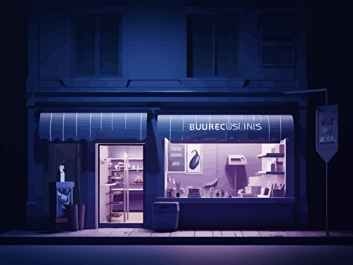 butcher's shop on dark blue background vector illustration, in the style of rendered in unreal engine, hiroshi nagai, light white and violet, detailed world-building, carl kleiner, security camera, soft-focus