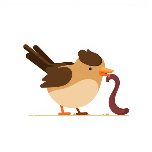 a bird eating a worm