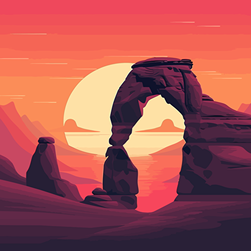 Delicate Arch Moab, 2d vector, flat design, minimalism. rgb, gradient