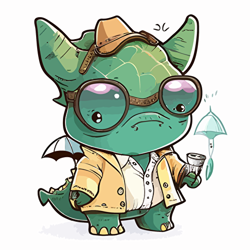 a very cute baby triceratops wearing very big sunglasses dressed up as a doctor, as a cartoon type, as a vector, white background, soft pastel colors