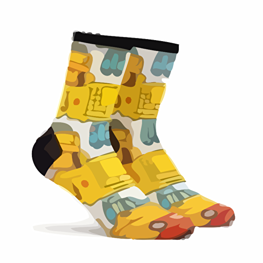 On a white background socks, lots of small taxis New York flat vector illustration cartoon patterns